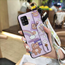 Soft Kickstand Phone Case for Samsung Galaxy A71 5G – Shockproof, Waterproof, Cute Cartoon Design with Wrist Strap