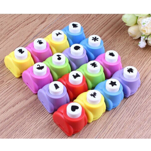 NICEXMAS 12pcs Mini Paper Craft Punch Set DIY Embossing Tools for Scrapbooking Assorted Colors