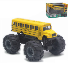 5-Inch Diecast School Bus – Pullback Mechanism Toy Truck with Big Wheels, Play Vehicle Gift for Boys (Yellow)