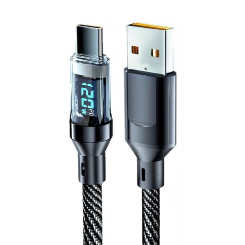 Καλώδιο φόρτισης USB σε Type C με ψηφιακή οθόνη τροφοδοσίας για παρακολούθηση σε