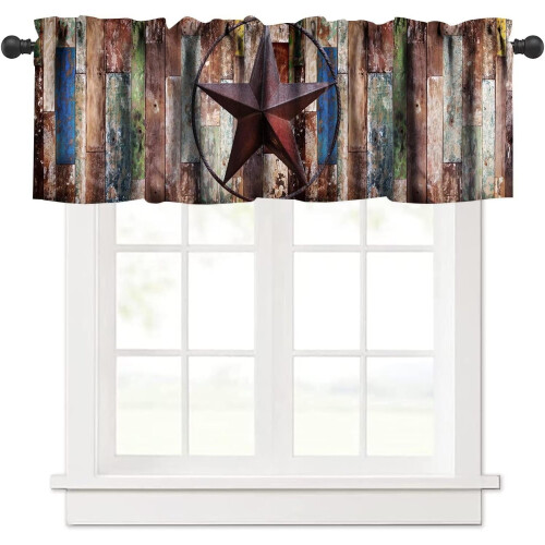 Ρουστίκ κουρτίνες Texas Star Valance – Διακόσμηση κουζίνας/σαλονιού αγροικίας, τσέπη με