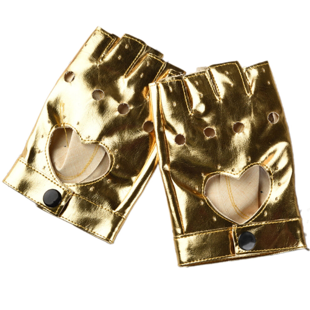 Stylish Fingerless Motorcycle Gloves Reinforced Pu Leather Punk Fashion Design Stage Performances 9132278046815