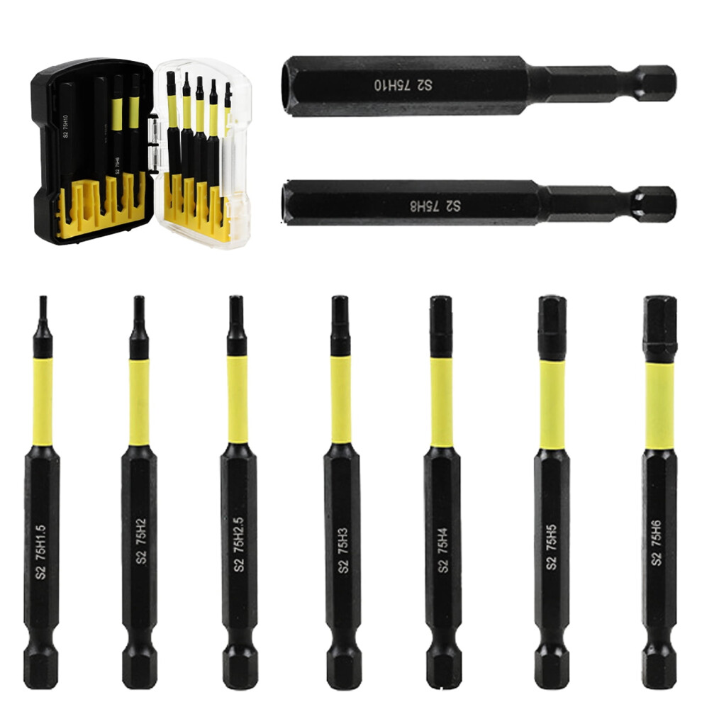 9Pieces Long Hexagonal Head Allen Wrenches Drill Bit H1.5 To H10 With Tip For Easy Screwdriving Diyer Projects 9132278047140