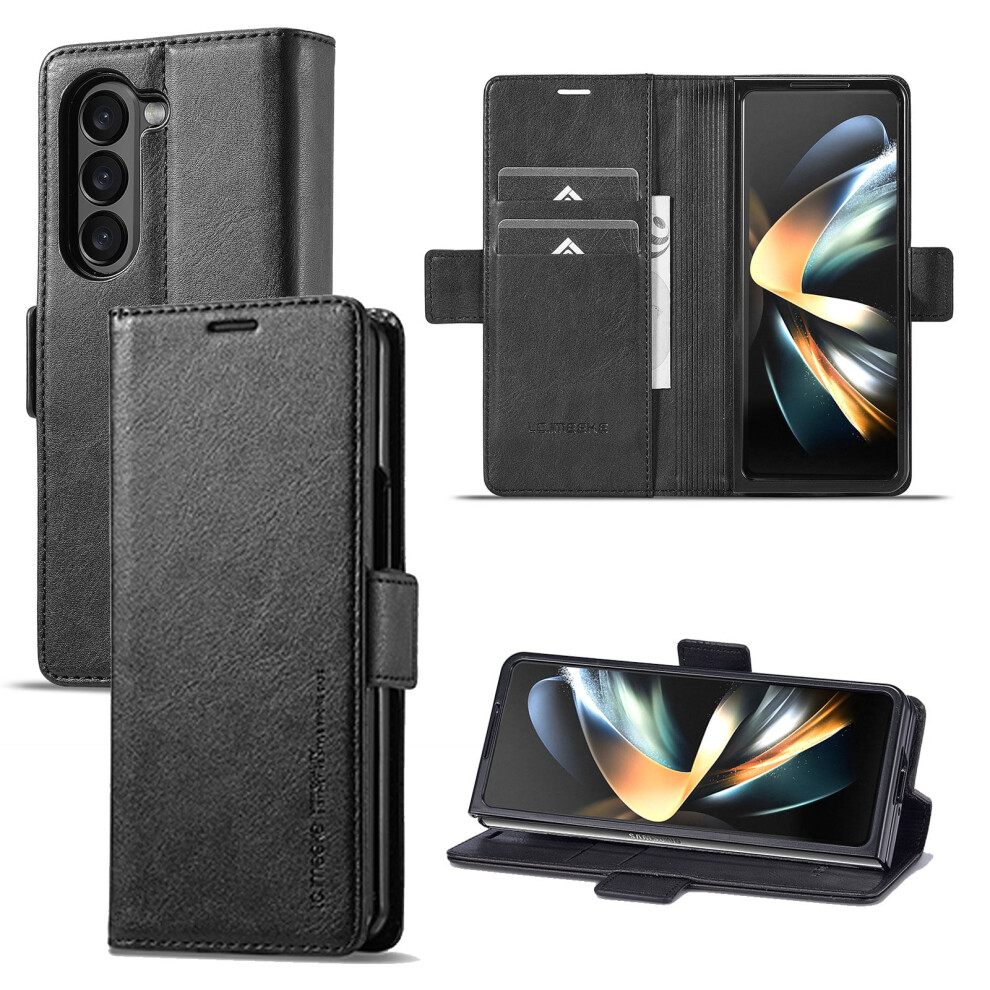 Galaxy Z Fold 6 Wallet Case – Rfid Blocking, Shockproof Tpu + Pu Leather Magnetic Flip Cover Compatible With Samsung Galaxy Z Fold 6, Black 9178400175497