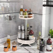 XiYing 360 Degree Rotating Metal Spice Rack, 2-Tier Countertop Organizer Shelf for Kitchen Storage, 14.17 X 2.55 Inches, 1-Pack