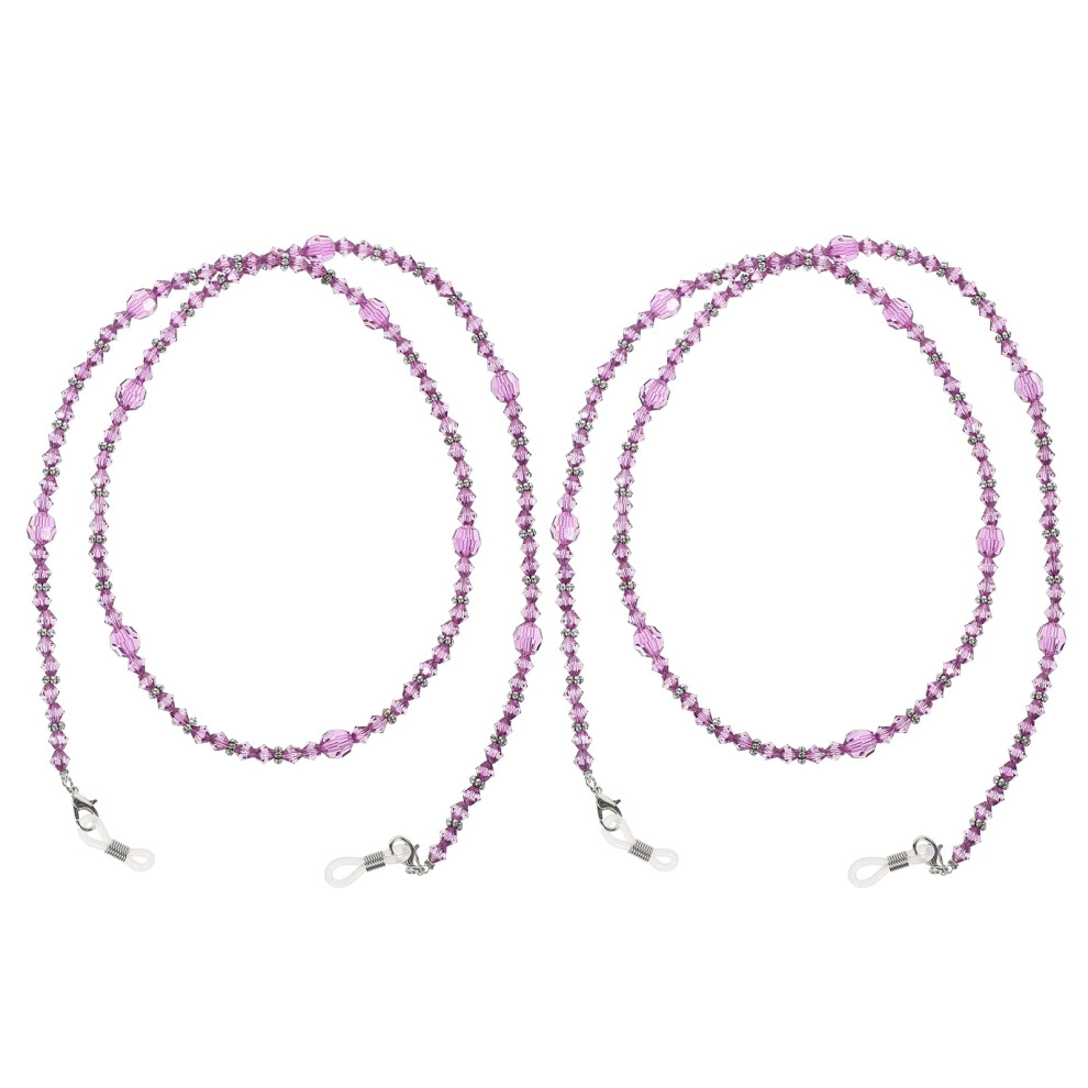 glasses chain 2pcs Eyeglass Chain Bead Sun Glasses String Holder Spectacles Straps Cords Necklace for ( Purple ),29.92"X0.31"X0.31"