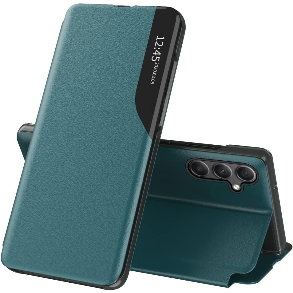 Clear View Leather Flip Case With Kickstand & Magnet For Compatible With Samsung Galaxy A54 5G Â Shockproof, Protective, Windows Green 9178400175886