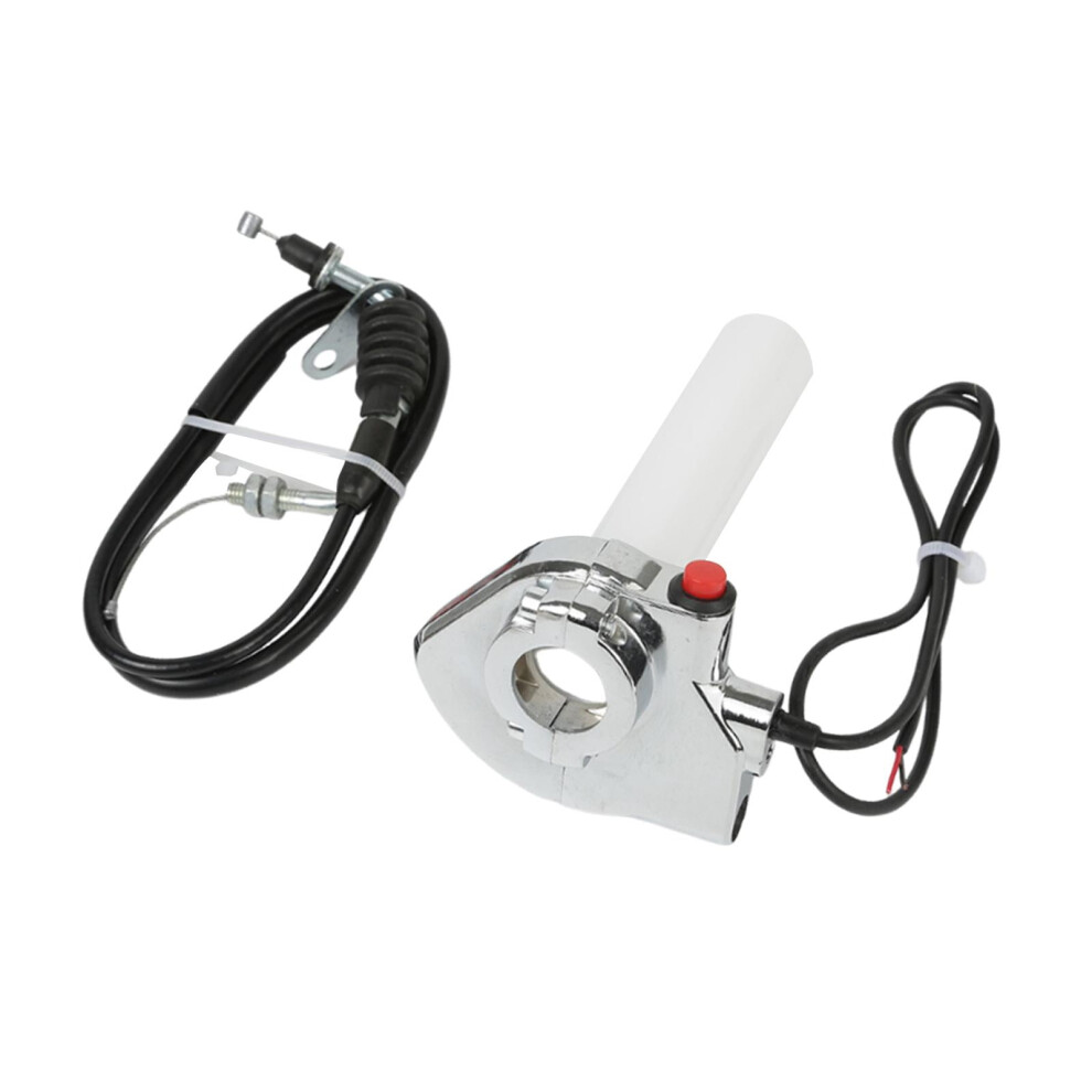Motorcycle Twist Throttle Grip With Cable, Twist Throttle Handle Grip Spare Part, Motorbike Accessories Silver 9405492431720