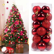 24PCS 40mm Multi-Color Electroplated Christmas Ball Ornaments, Plastic Hanging Baubles for Xmas Tree Home Party Decor