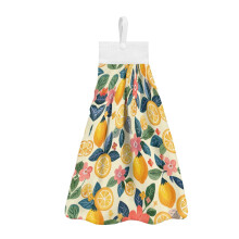 Lemon Floral Hand Towels Set of 3 – Quick-Dry, Absorbent, Dual-Purpose Kitchen & Bath Towels, Washable, Hanging