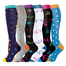 Compression Socks for Women Circulation Knee High 6 Pairs for Nurses, Running, Travel, Athletic，L/XL-Style 16