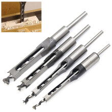 4Pcs Squares Hole Drill Bits for Wood Woodworking Mortising Chisels U Shape High Carbon Steel Clean Cut (1/4" 1/2")