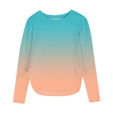 Burnt Orange Gradient Slim Tunic Tee for Kids, Boat Neck, Long Sleeve, Slit Detail – Compatible with 2025 Fashion