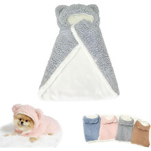 Soft Double-Layer Cotton Pet Blanket with Hood & Snap Buttons for Cats/Dogs – Indoor/Outdoor Winter Use