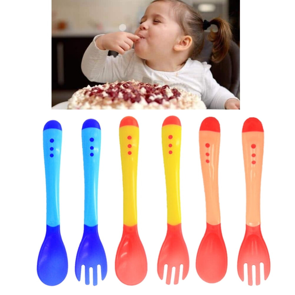 6Pcs Baby Spoon Temperature Heat Sensing Color Changing Spoon Newborn Infant Feeding Care Safety Tool