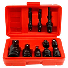 10Pcs Swivel Socket Set (1/4", 3/8", 1/2") – High Carbon Steel Impact Adapters, Reducers & Universal Joints for Car Maintenance – Compatible with