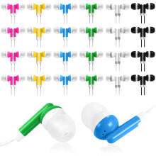 50-Pack Classroom Earbuds Bulk Buy, Multi-Color Individually Packaged Earphones with 3.5mm Plug, Comfort-Fit for Students/Kids/School Supplies