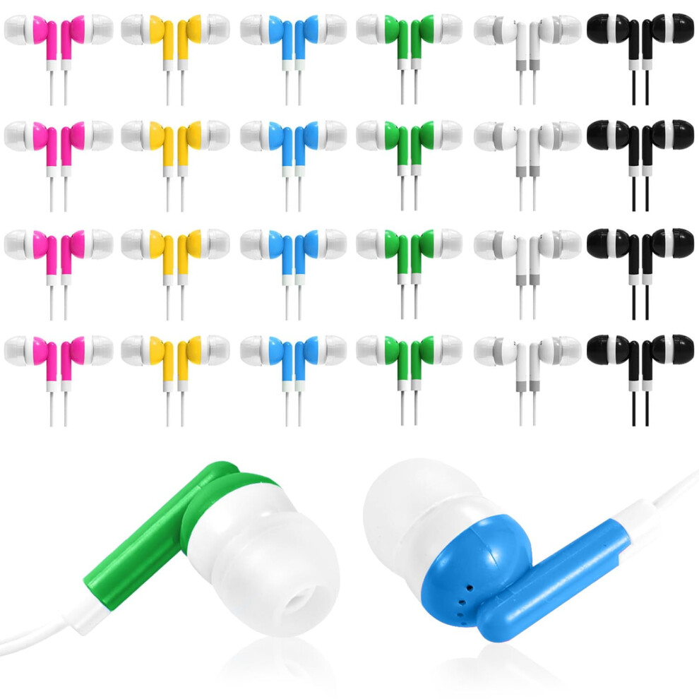 50-Pack Classroom Earbuds Bulk Buy, Multi-Color Individually Packaged Earphones With 3.5Mm Plug, Comfort-Fit For Students/Kids/School Supplies 9159796016014