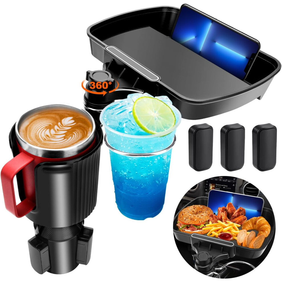 360 Rotating Car Cup Holder Tray With Phone Slot & Solid Base Â Compatible With Most Cars, Atct-8 9178400176265