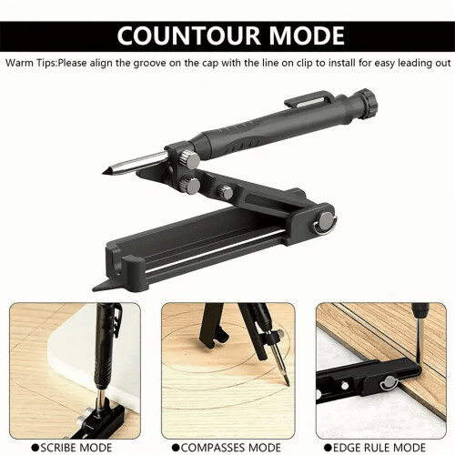 Multi-function Scribing Tool, Construction Carpenter - Aluminum Alloy Scribe Tool, DIY Woodworking Scribe Gauge Scriber Line Maker Measuring Tool 1