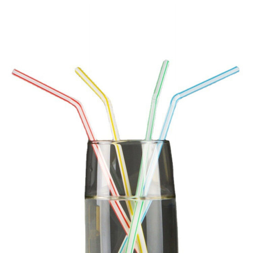 Plastic Drinking Straws 9.5 Inches Long Multi-Colored Striped Bedable Disposable Straws 1