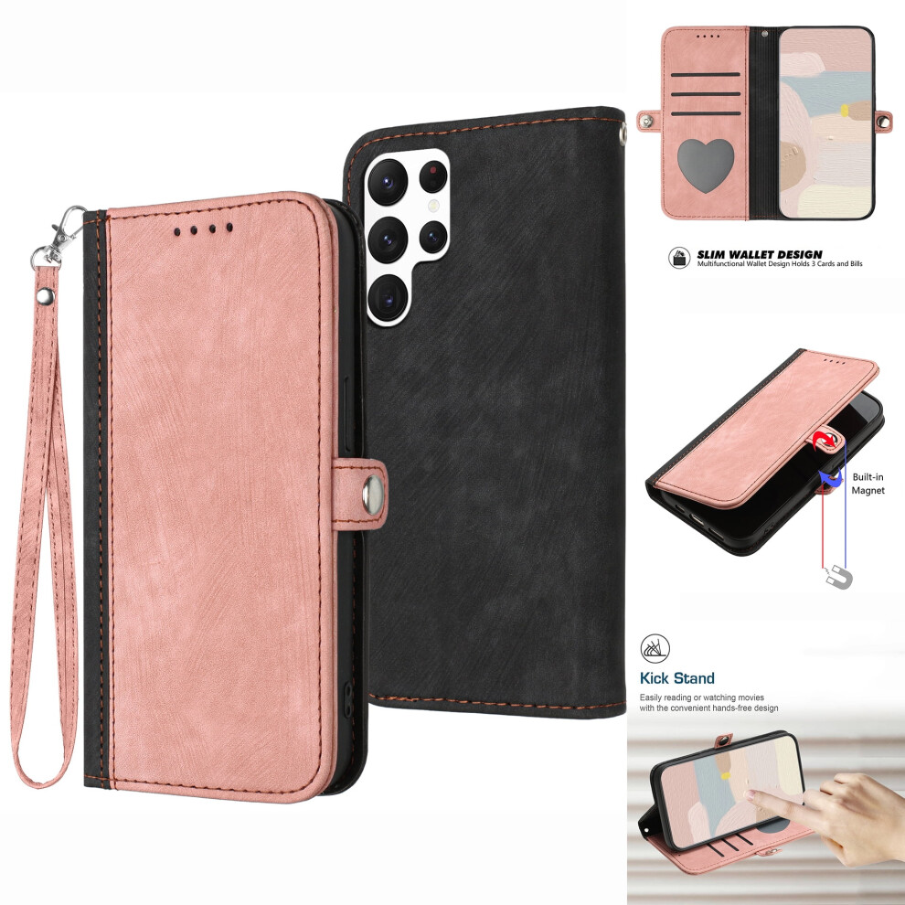 Wallet Case For Compatible With Samsung Galaxy S22 Ultra Â Pu Leather Flip Folio With Card Slots, Magnetic Clasp, Detachable Wrist Strap & 9336866736601