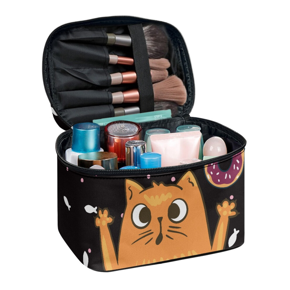 Makeup Organizer Bag with Brush Slots Double Zipper