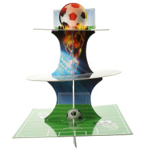 Three Layered Serving Tray Football Cake Decor Multi Paper 1Pcs