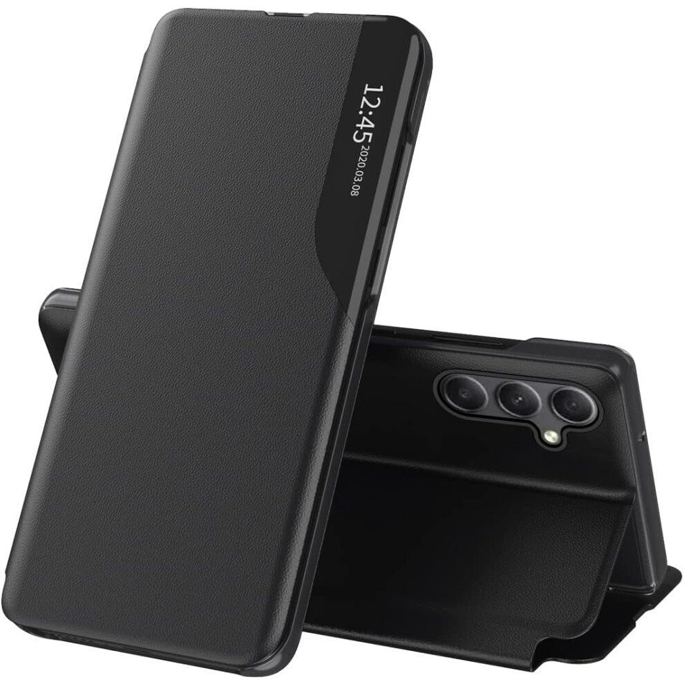 Clear View Leather Flip Case With Kickstand & Magnet For Compatible With Samsung Galaxy A54 5G Â Shockproof, Black 9336866736557