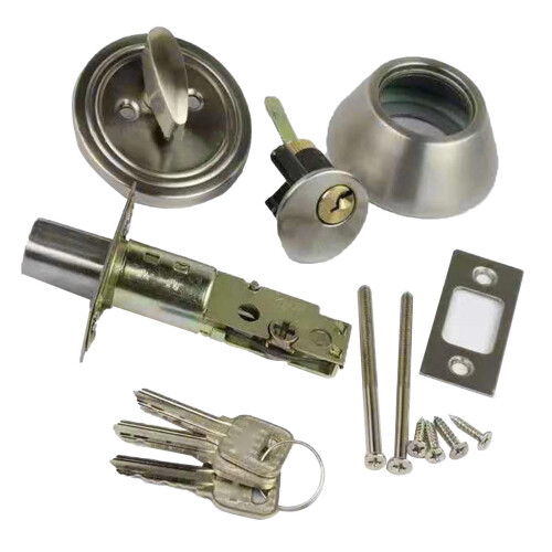 Iron Single Cylinder Round Deadbolt Lock – Classic Flat Head, Quick Install, Durable Iron, Extra Security 1