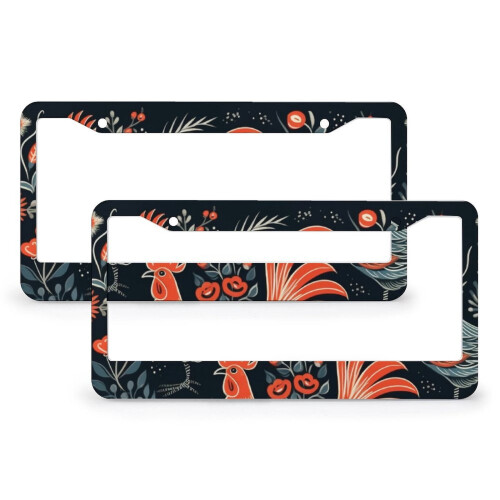 Rustic Chicken License Plate Frames 2 Pack Metal
