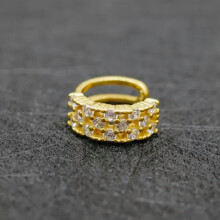 Hollowed Band Ear Cuff 925 Sterling Silver CZ Non-Piercing Earring A4474-Gold - 1 piece