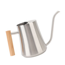 Indoor Stainless Steel Watering Can 1L with Wooden Handle & Long Spout