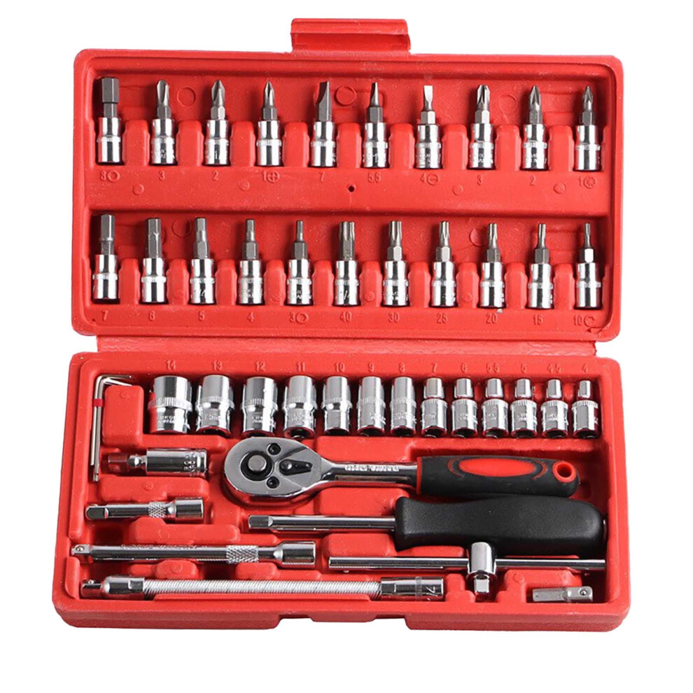 46-Piece Mechanic Tool Set - Socket Hardware Kit, Automotive Repair 9159796012979