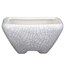 (02) White Crackle Ceramic Succulent Planter