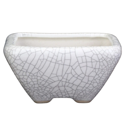 (02) White Crackle Ceramic Succulent Planter
