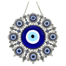 Blue Evil Eye Wall Decor, 7" Turkish Nazar Amulet – Protective Hanging Ornament for Home & Office, Good Luck Gift