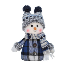 Blue Fabric Snowman Doll – Cute Ski Swing Plush Toy with Hat & Scarf, Festive Christmas Decor, Tree/Tabletop Accent, Holiday Gift (Compatible with