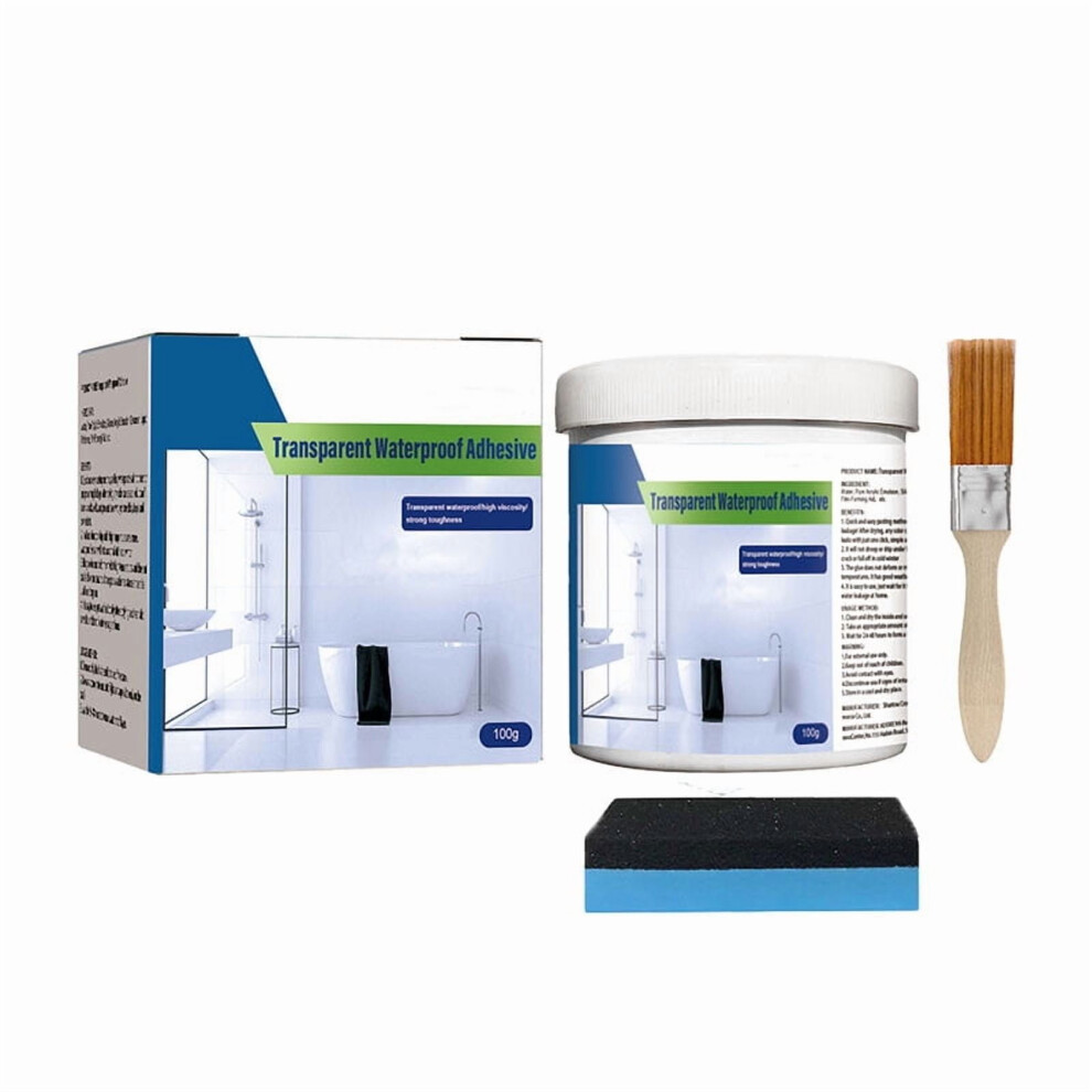 Transparent Waterproof Coating, 100G Clear Sealant With Sponge Scrubbers Â For Toilets, Tiles, Windowsills; Compatible With Ceramic & Tile Surfaces 9336866737820