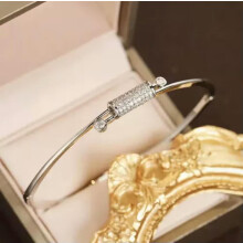 Luxury 925 Silver Gold Zircon knot Bangle Cuff Bracelet Women Wedding Jewelry-Silver