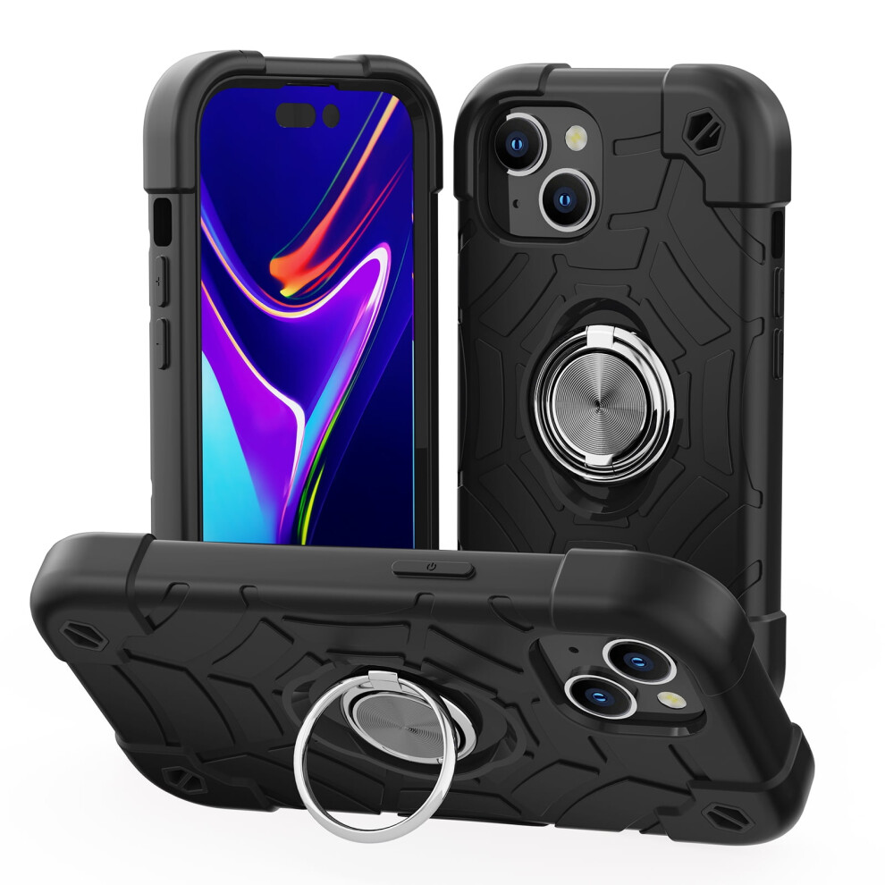 Rugged Case For Iphone 15 Plus 6.7" (2023) Â Shockproof, Magsafe Compatible, With Kickstand & Ring Holder, Black 9023022584311