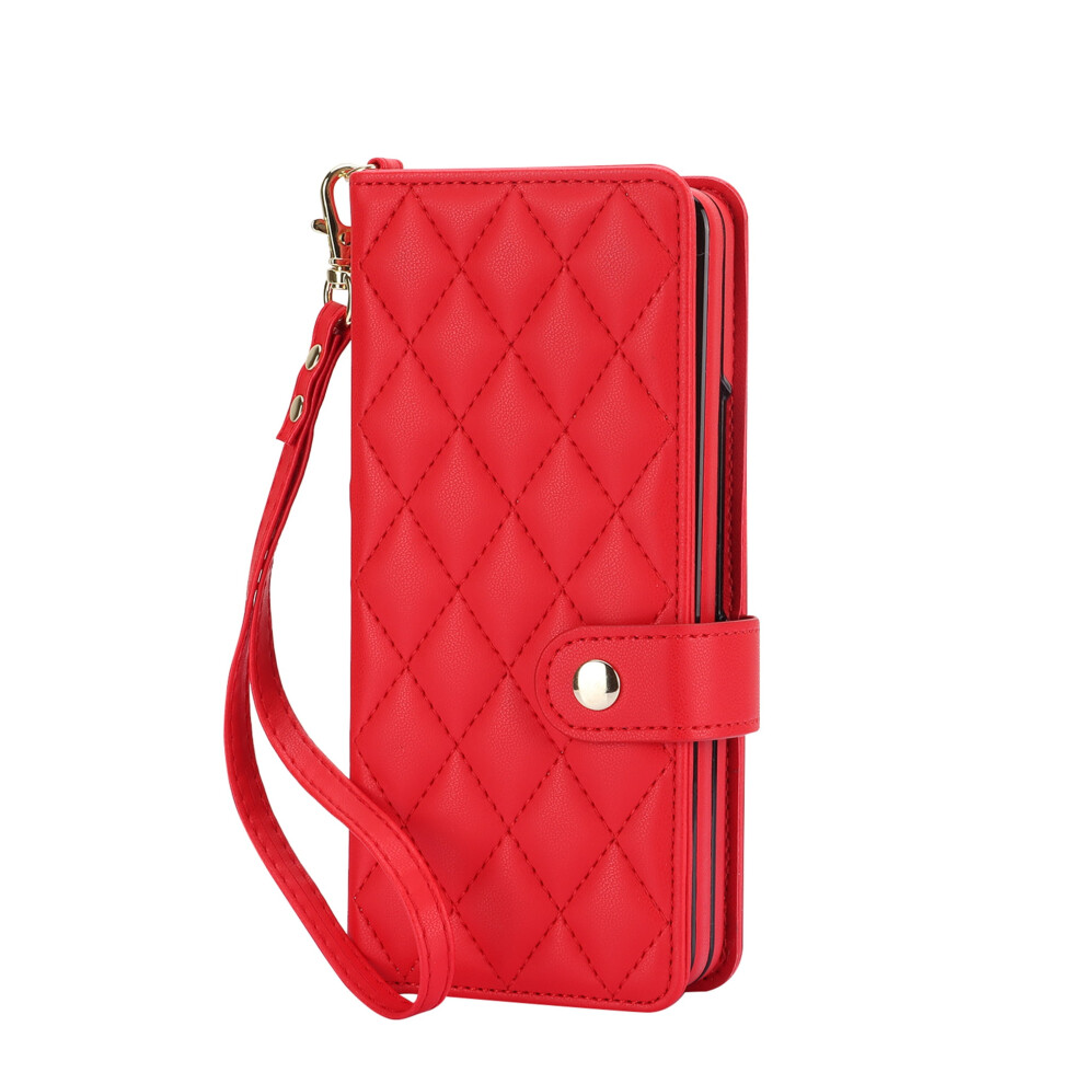 Allytech Galaxy Z Fold4 5G Case With S Pen Holder, Pu Leather Stand, Card Slots, Lanyard, Shockproof Wallet Cover Â Compatible With Samsung Red 9336866738506