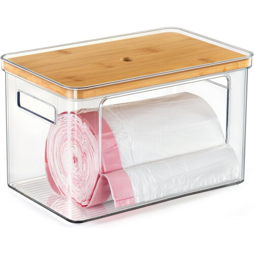 Extra Large Stackable Storage With Bamboo Top For Laundry Room Organization 1