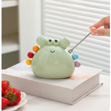 Cute Crab Fruit Fork Set – 6 Stainless Steel Dessert Forks with Ceramic Crab Holder, Compatible with Home/Parties/Kitchen Decor