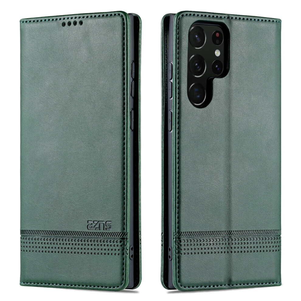 Flip Case For Compatible With Samsung Galaxy S23 Â Pu Leather Slim Folio With Card Slots & Stand, Dark Green 9336866738995
