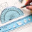 Flexible Plastic Ruler 4 Piece Set Bendable Unbreakable Measuring Kit Includes 2 Triangle Rulers Protractor Centimeter Scale Tool Office 5