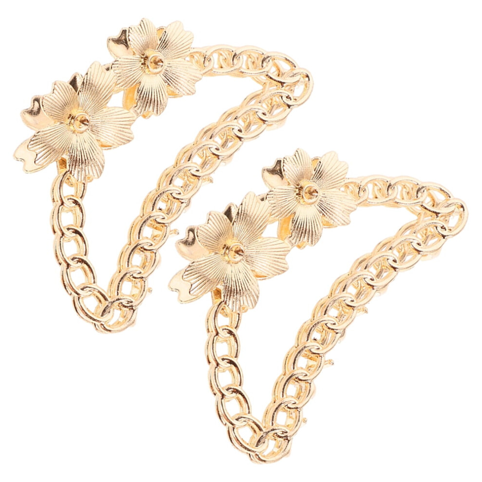 Unisex Frcolor 2Pcs Flower Hair Clips Chain Hair Clip Decorative Claw Clip Metal Hair Claw Clip For Long Thick Hair