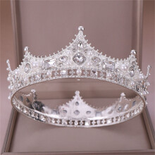 (Silver) Baroque Pearl Crown Hairpiece for Parties