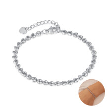 (Steel Color) Heart Chain Bracelet - Stainless Steel, Party & Vacation Wear
