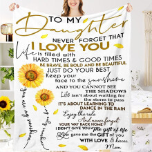 Sunflower Love Letter Fleece Throw Blanket, Sherpa Microfiber, 60"x80", Lightweight Plush for Couch, Bed, Car – All Seasons, Kids & Adults
